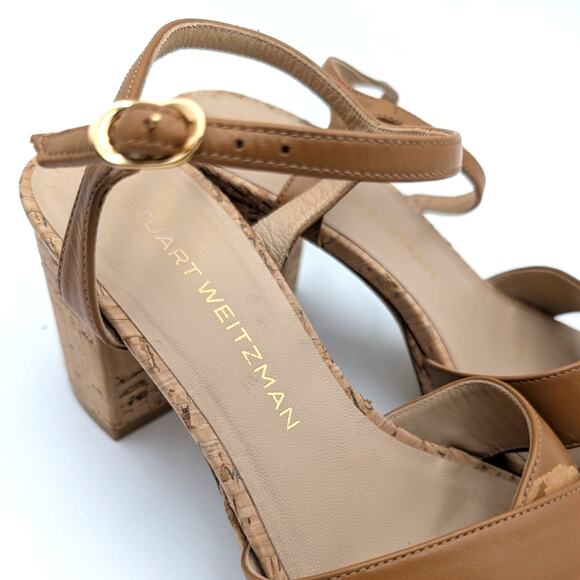 Stuart Weitzman Dayna Crisscross Platform Sandals Women's Adobe Size US7B EU37.5 - Picture 11 of 14